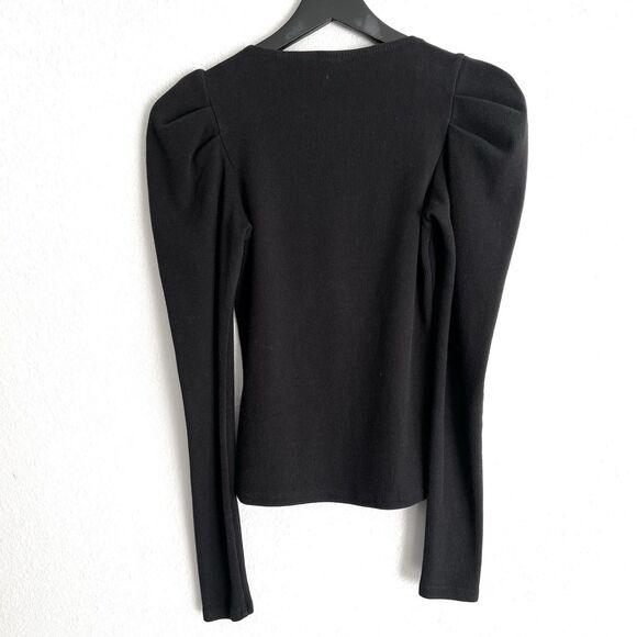 CINQ À SEPT Jordan Puff-Shoulder Cotton & Cashmere Sweater Size Small - Picture 2 of 8